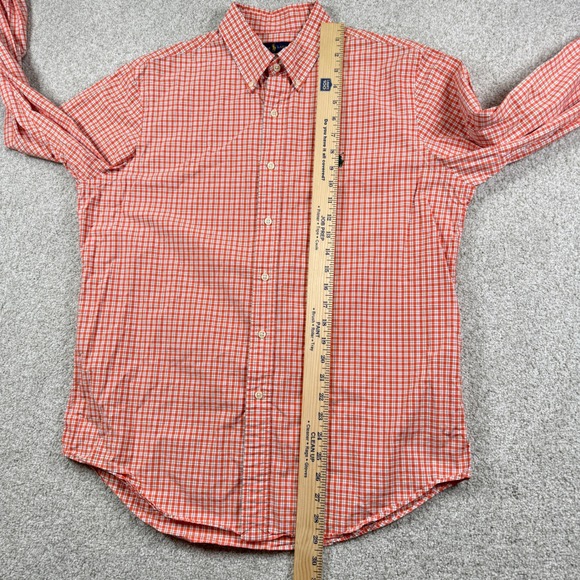 Polo Ralph Lauren Button Down Shirt Mens L Orange Check Long Sleeve Pony Logo - Picture 5 of 6
